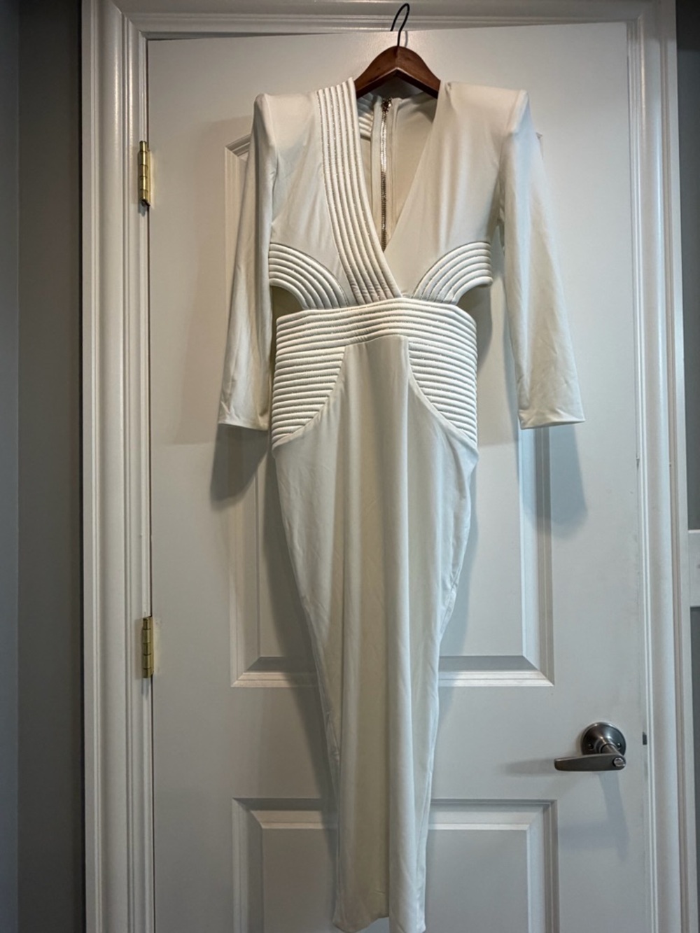 $575 Zhivago Women White Go Your Own Way Cutout Midi Dress Size 4